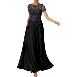 Black Lace Top & Chiffon Gown
